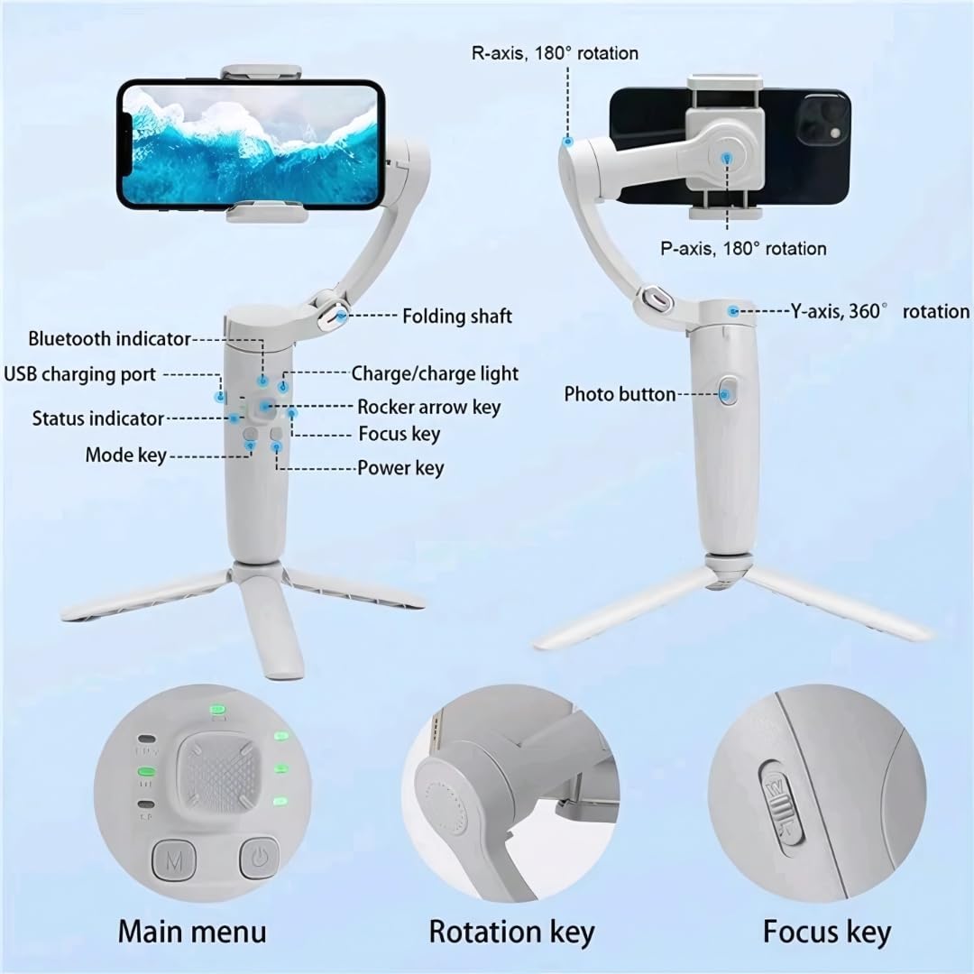Mobile Gimbal Best Anti-Shake Phone Stabilizer for Reels, Vlogs & YouTube 3 Axis Gimbal for Mobile
