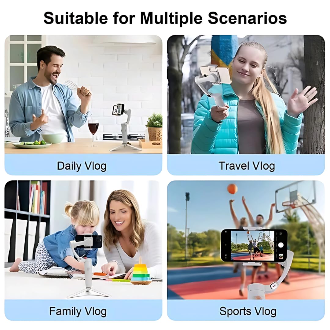 Mobile Gimbal Best Anti-Shake Phone Stabilizer for Reels, Vlogs & YouTube 3 Axis Gimbal for Mobile