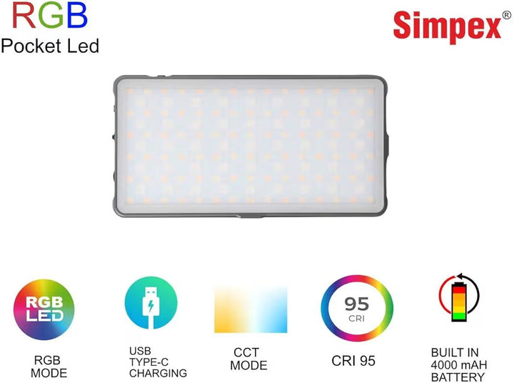 RGB Portable Camera And Mobile Light Dimmable Panel Lamp | Full Color 2700-6500k 6.5W for Smart Phone Photography Video Led Light 1800 mAh for Zoom Calls/Live Stream/Selfies/Makeup/Vlogging